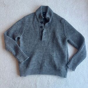 Hugo Boss Men's XL Textured Grey Alpaca 3/4 Button-Up Sweater